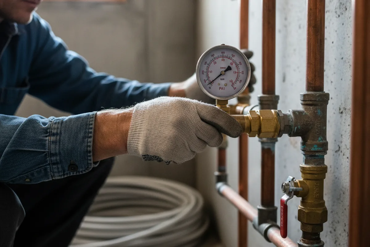 Pressure testing a repaired line during Water Line Repair in Mansfield